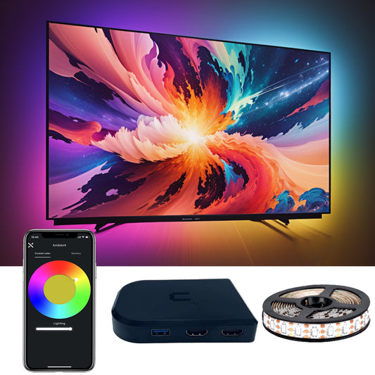 Lotalot TV Backlight Kit with HDMI Sync Box,Immersion TV Led Backlight for 65-70 inch TVs,Screen Color Sync Lights LED Strip Lights,App Control,TV Video & Music Sync
