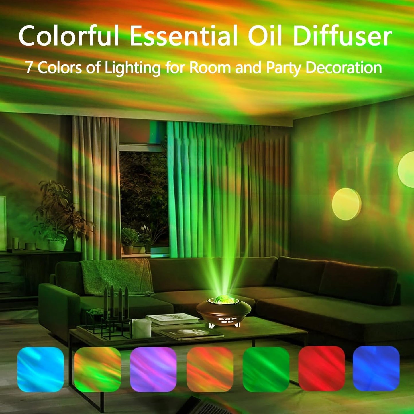 Lotalot Essential Oil Aromatherapy Diffuser White Noise Star Projector,8 Colors Ultrasonic Cool Mist Humidifier Scent Diffuser,Waterless Auto Shut-Off,2 Mist Modes for Home Hotel Office 120 ML-Black